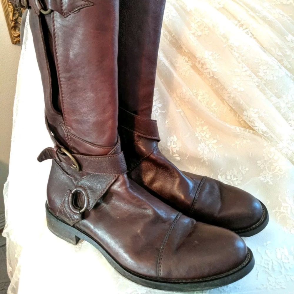 Minelli Brown Tall Boots Italian Leather Sz 40